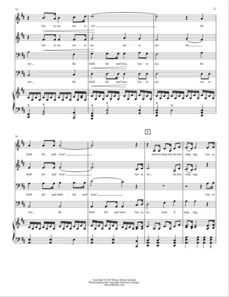 Carry On: A Medley of Pioneer Hymns 4-Part scores gallery preview page 5