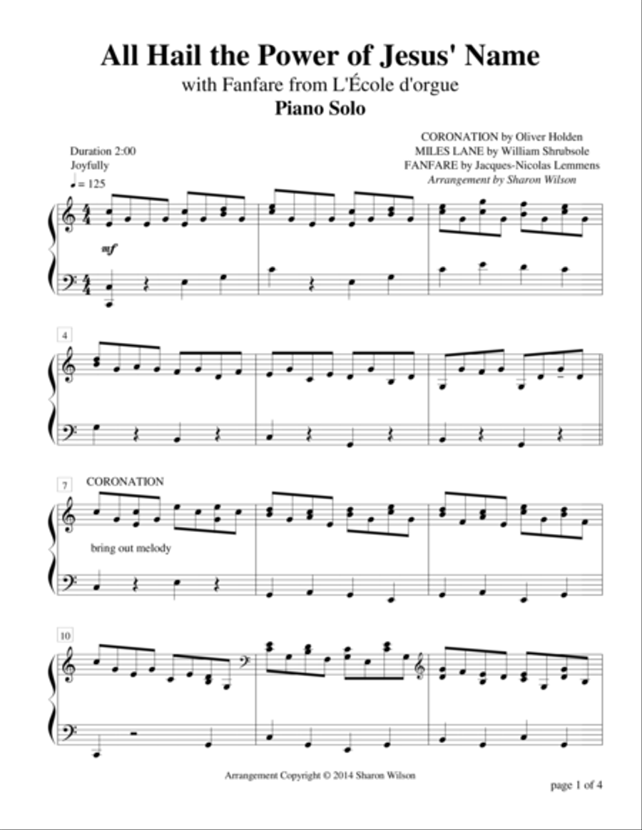 All Hail the Power of Jesus' Name Medley Piano Solo scores gallery preview page 1