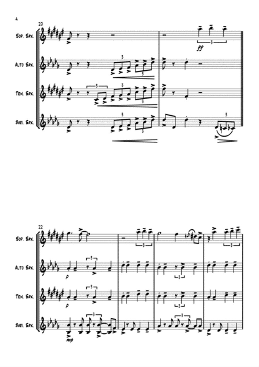 Isn't She Lovely Saxophone Quartet scores gallery preview page 5