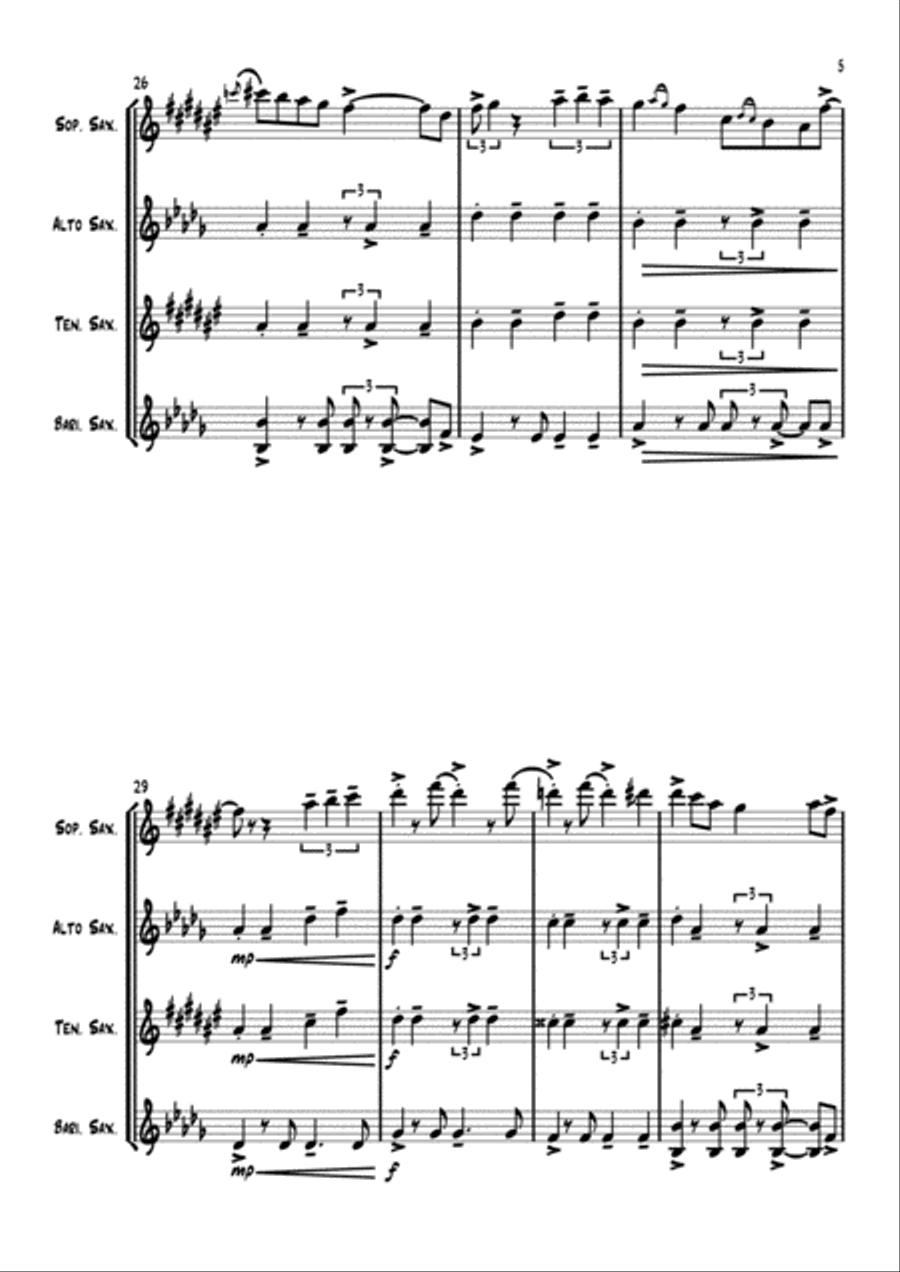Isn't She Lovely Isn't She Lovely Saxophone Quartet scores gallery preview page 6