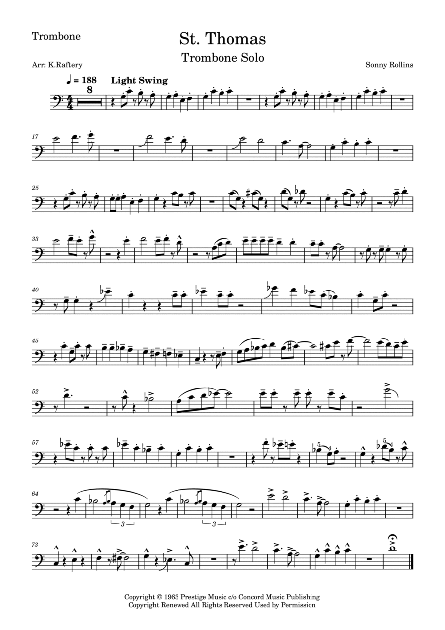 St. Thomas Trombone Solo scores gallery preview page 1