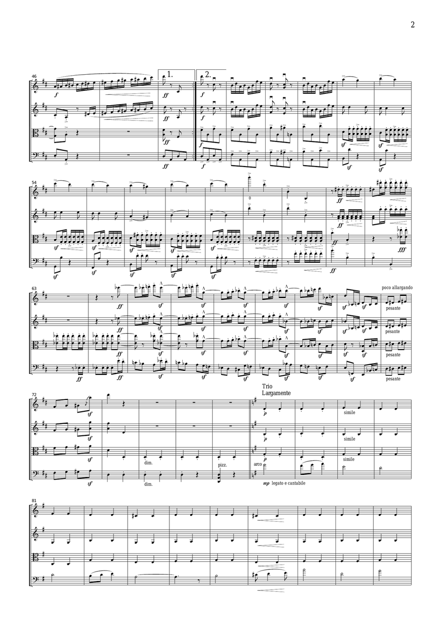 Elgar Pomp and Circumstance March No.1, for string quartet, CE001 String Quartet scores gallery preview page 2