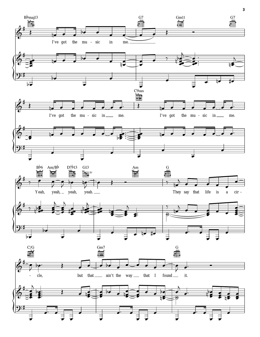I've Got The Music In Me I've Got The Music In Me Piano, Vocal, Guitar scores gallery preview page 3