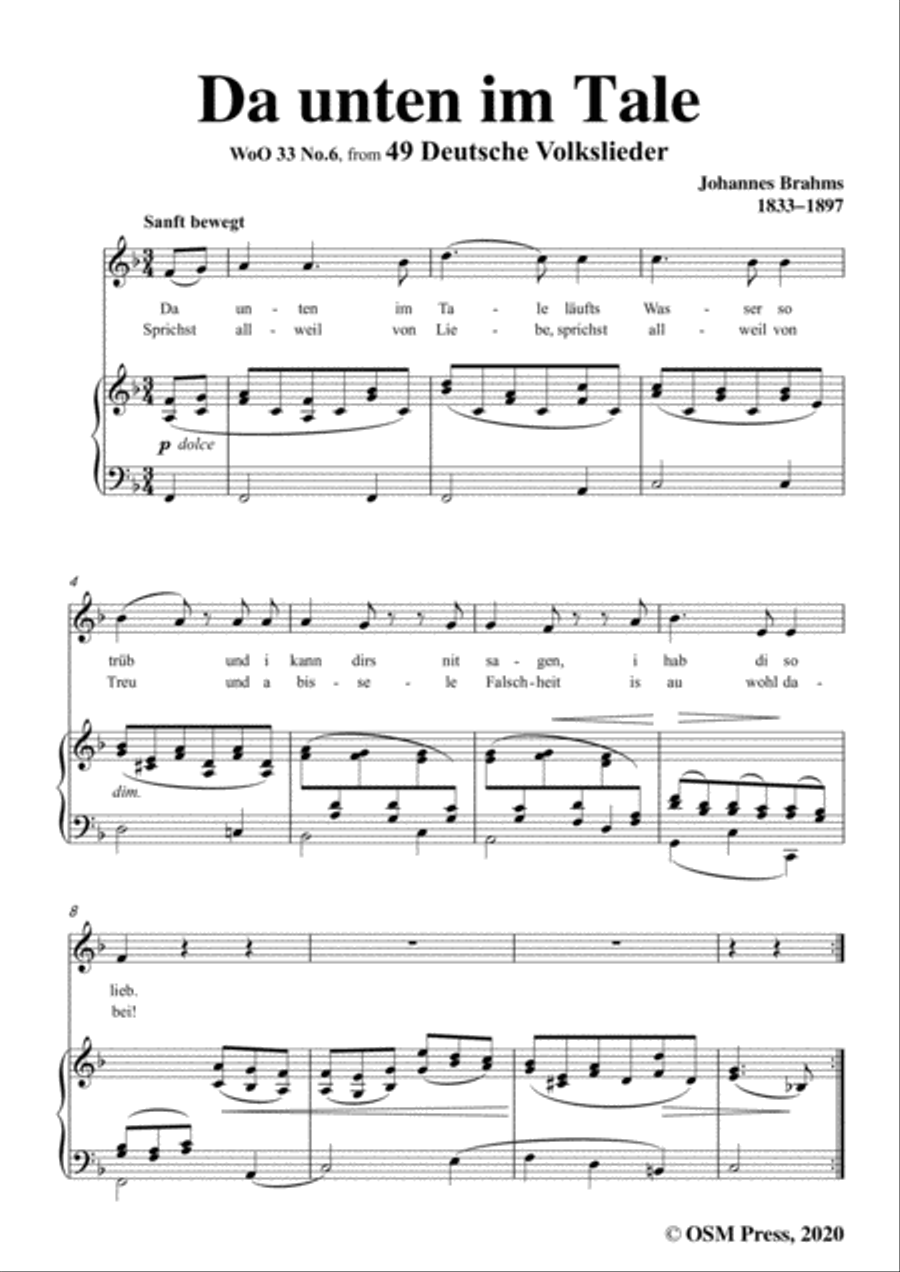 Brahms-Warum ist das Licht gegeben dem Mühseligen,Op.74 No.1,for Voices&Pno Voice scores gallery preview page 3
