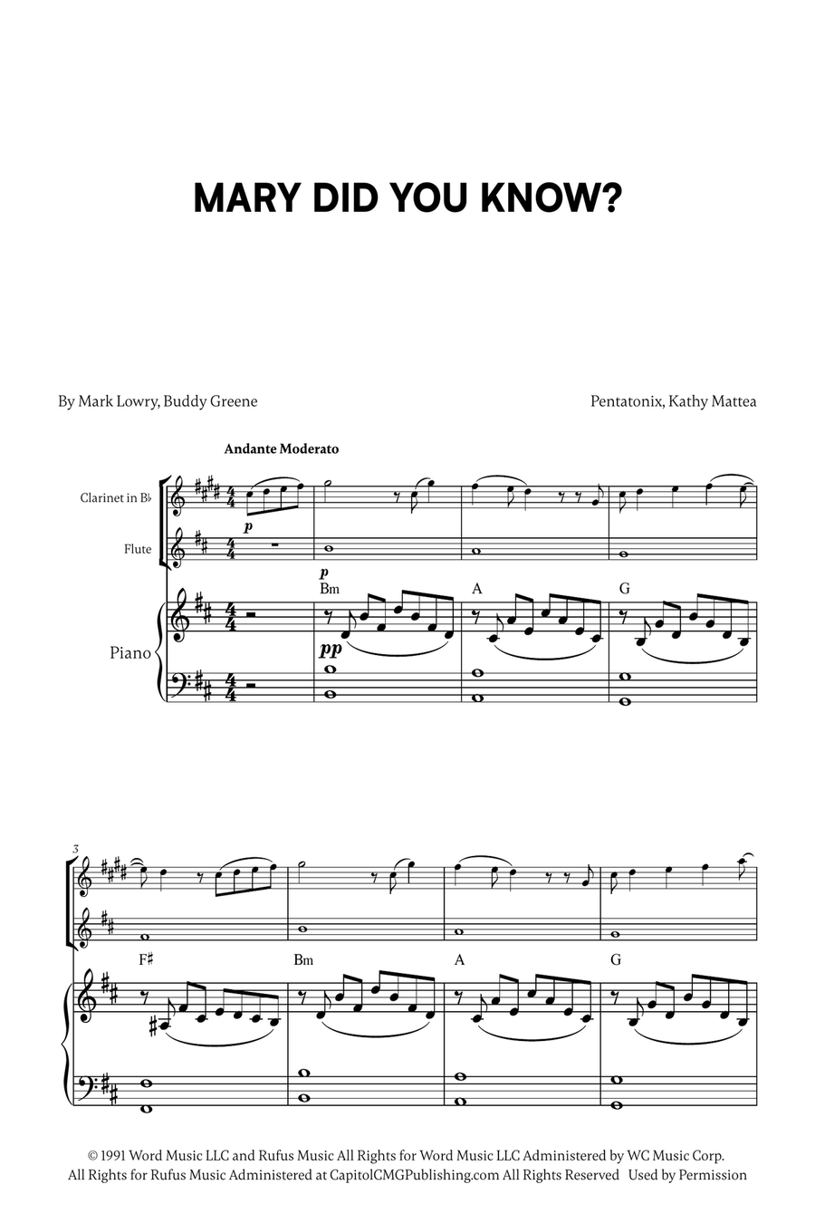 Mary, Did You Know? Woodwind Duet scores gallery preview page 1
