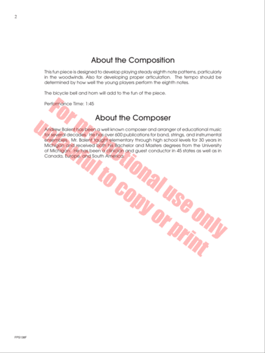 Bicycle Race Bicycle Race Concert Band scores gallery preview page 3