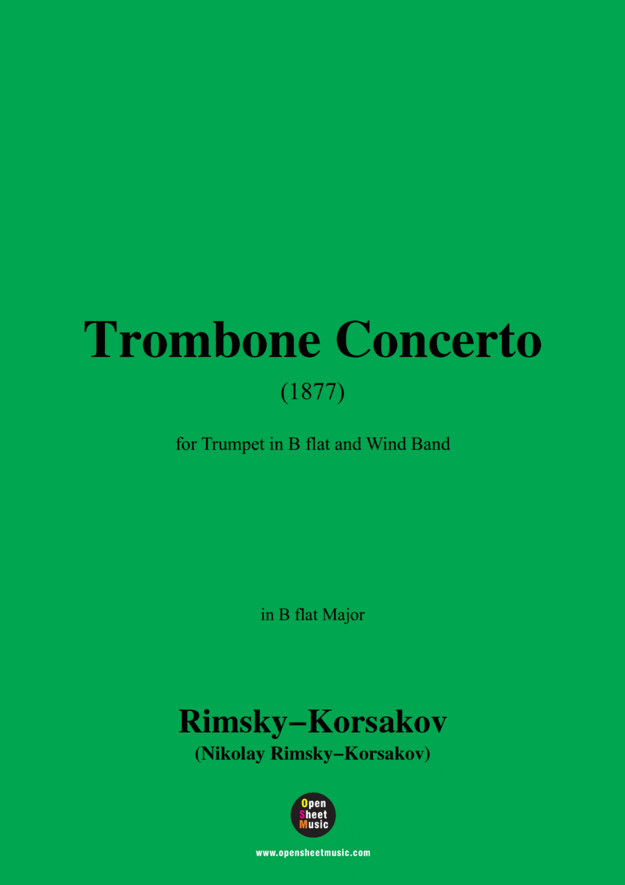 Rimsky-Korsakov-Trombone Concerto(1877),for Trumpet in B flat and Wind Band Concert Band scores gallery preview page 1