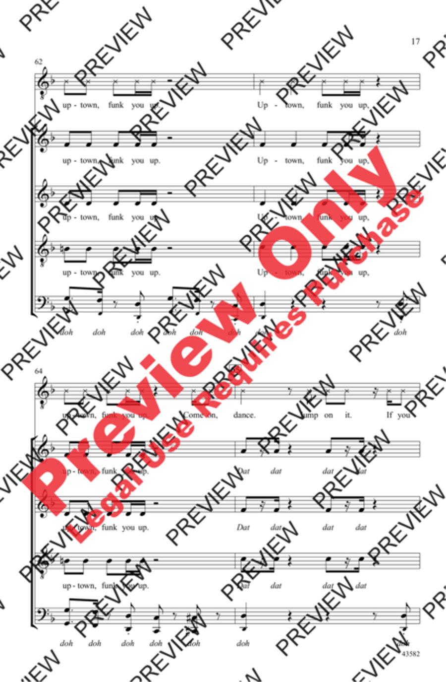 Uptown Funk 4-Part scores gallery preview page 17