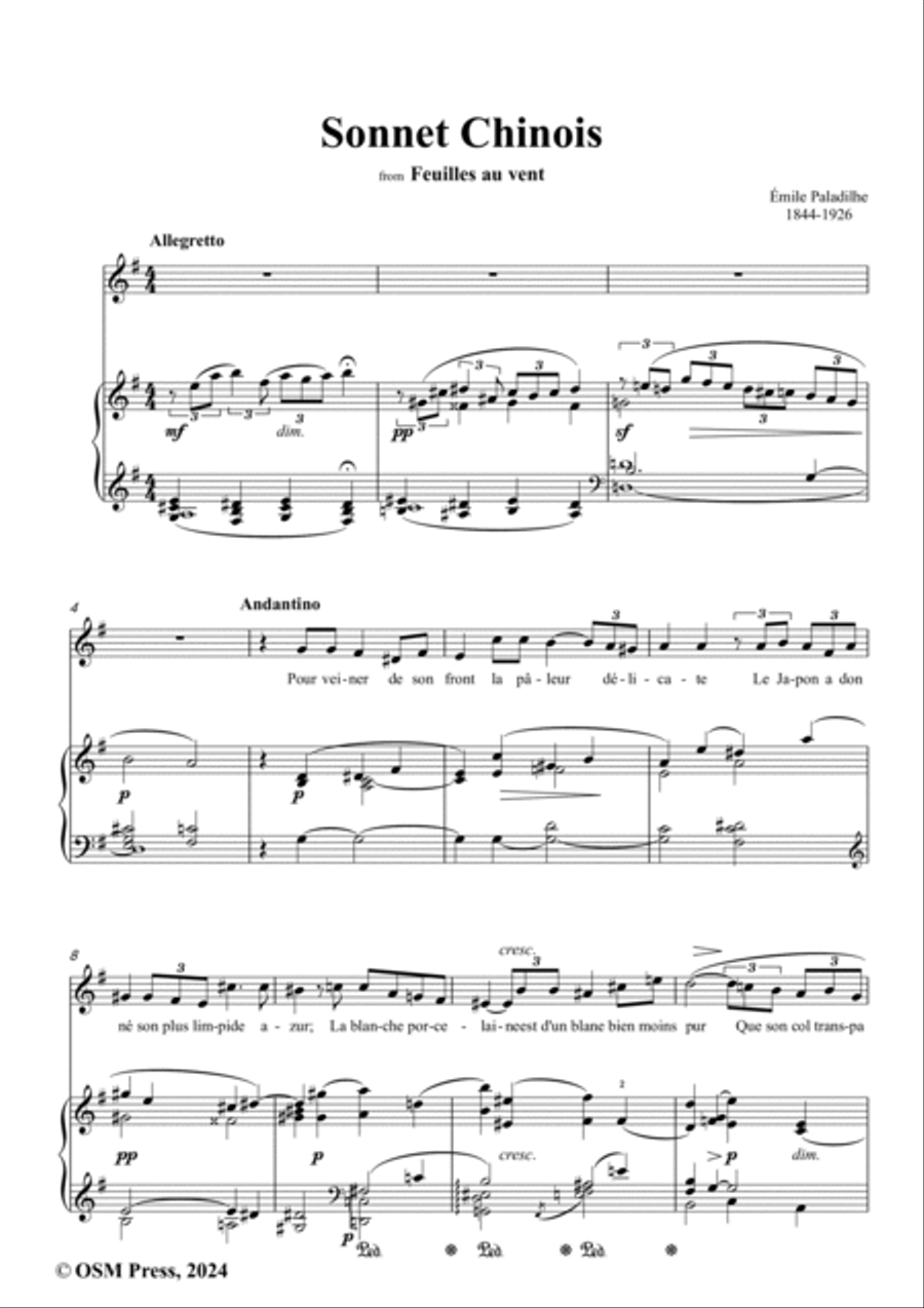 Paladilhe-Sonnet Chinois,in G Major Voice scores gallery preview page 2