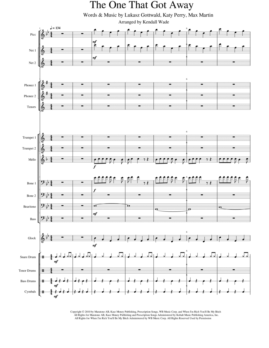The One That Got Away Marching Band scores gallery preview page 1