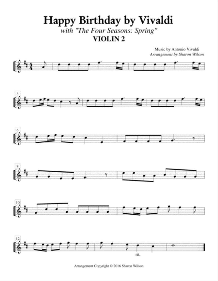 Happy Birthday by Vivaldi (for String Quartet) String Quartet scores gallery preview page 3