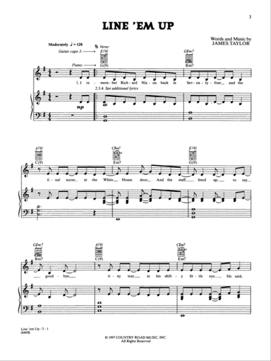 James Taylor -- Hourglass Piano, Vocal, Guitar scores gallery preview page 3