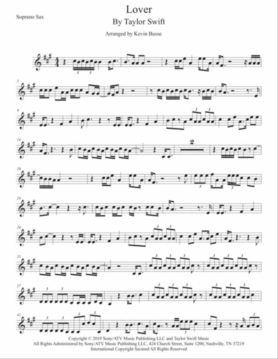 Lover Soprano Saxophone scores gallery preview page 1
