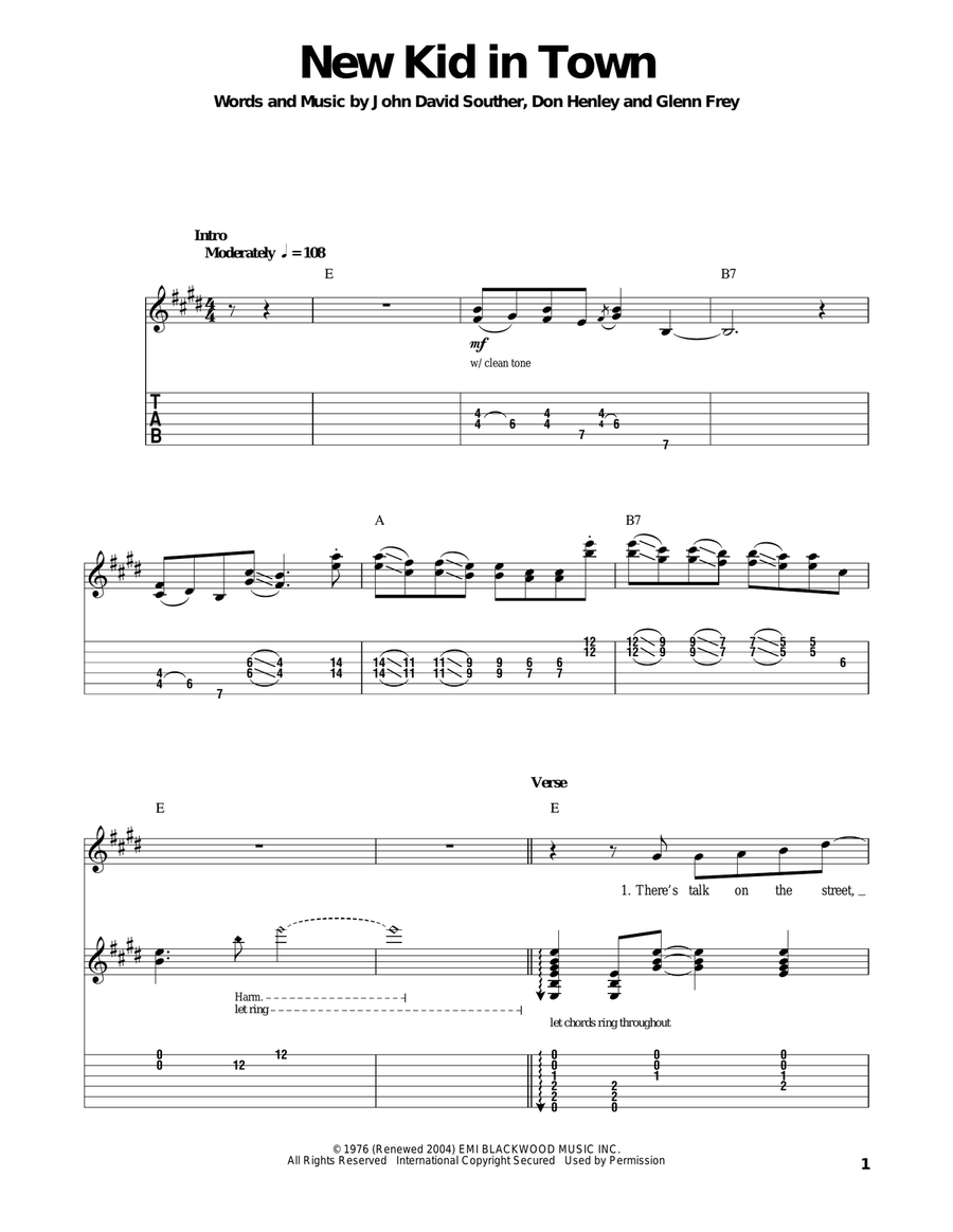 New Kid In Town New Kid In Town Acoustic Guitar scores gallery preview page 1