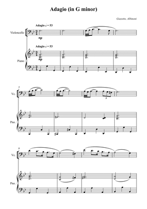 Book cover for Adagio (in G minor) For Cello