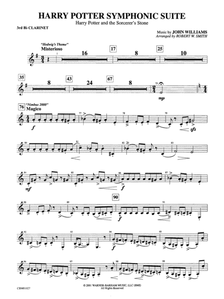 Harry Potter Symphonic Suite: 3rd B-flat Clarinet