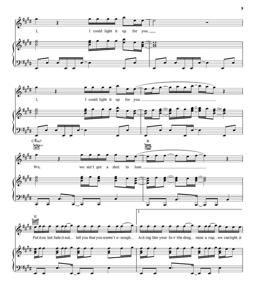 Light It Up by OneRepublic Piano Vocal Guitar Digital Sheet