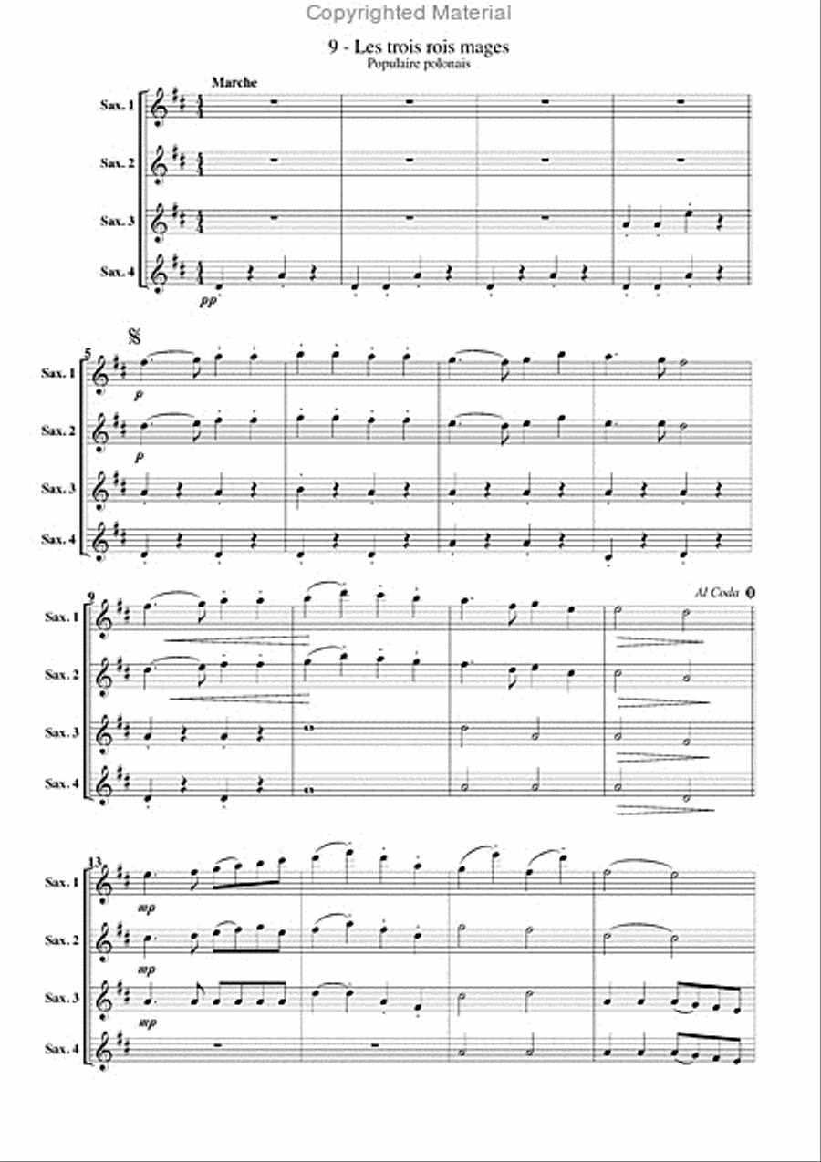 Chants de Noël (15), pour saxophone Saxophone Ensemble scores gallery preview page 10
