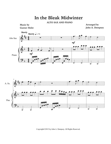 In the Bleak Midwinter (Alto Sax and Piano) image number null