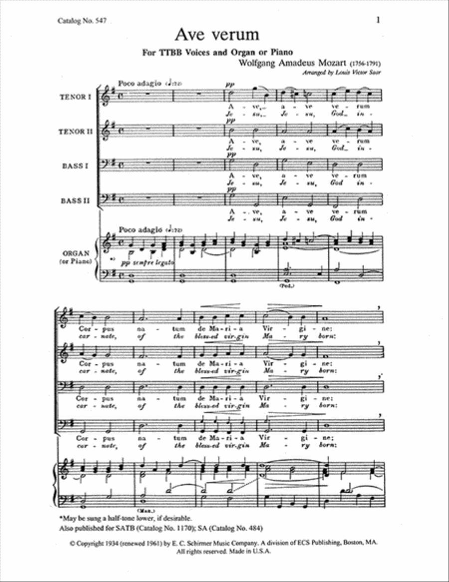 Ave verum Corpus Ave verum Corpus TTBB scores gallery preview page 1