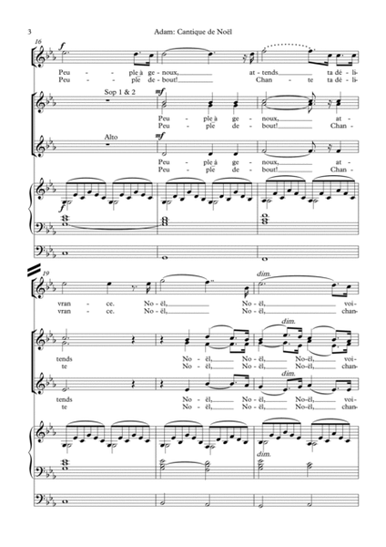 Cantique de Noël (Soprano or Tenor soloist, SSA choir, Organ) image number null