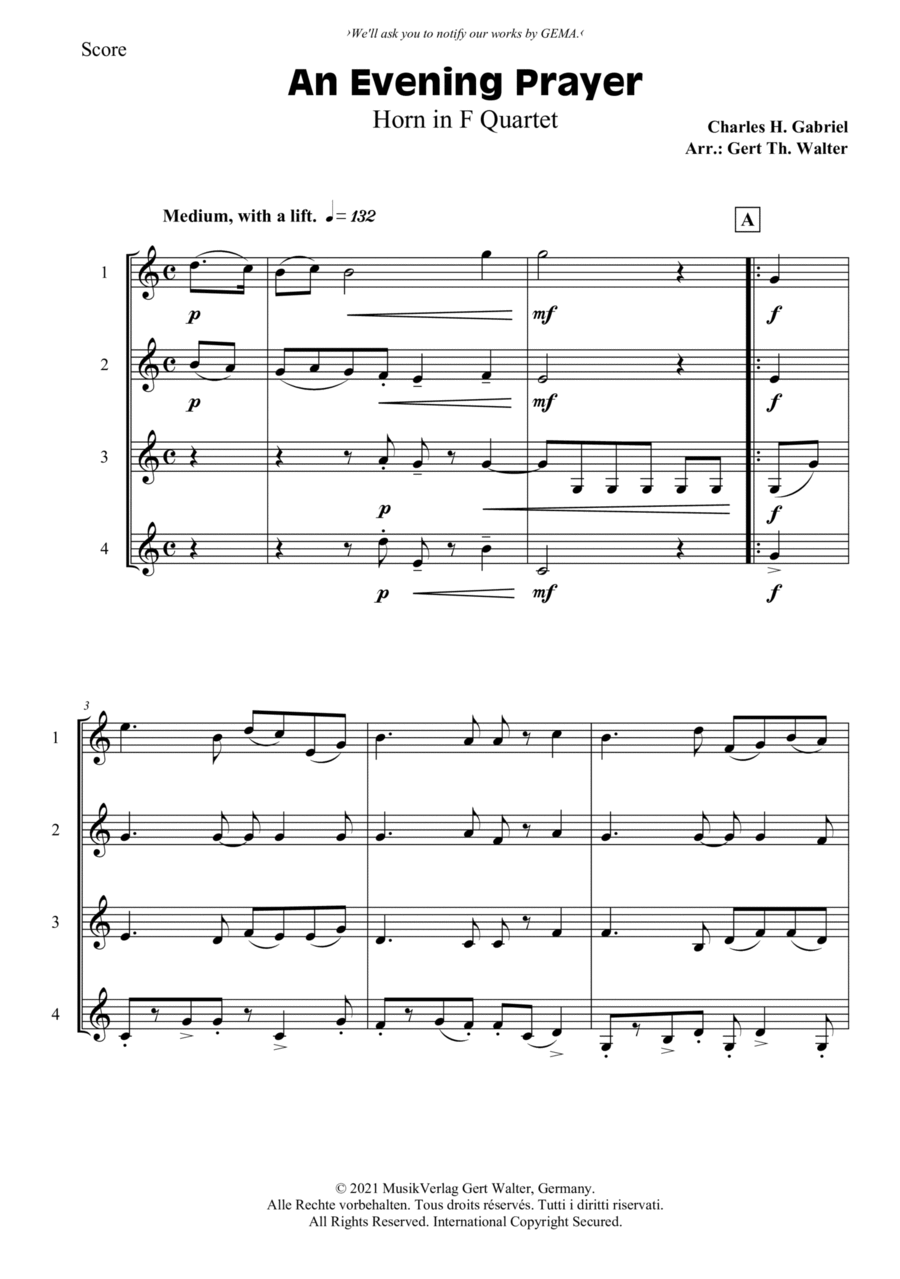 An Evening Prayer Horn scores gallery preview page 1