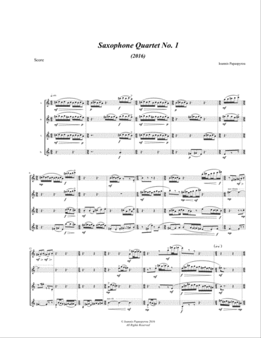Saxophone Quartet Nr. 1 (2018) Saxophone Quartet scores gallery preview page 1