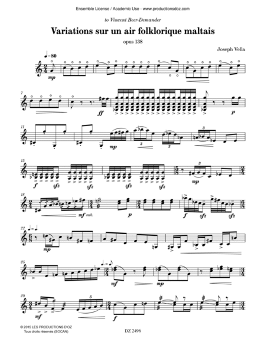 Variations sur un air folklorique maltais Mandolin scores gallery preview page 2