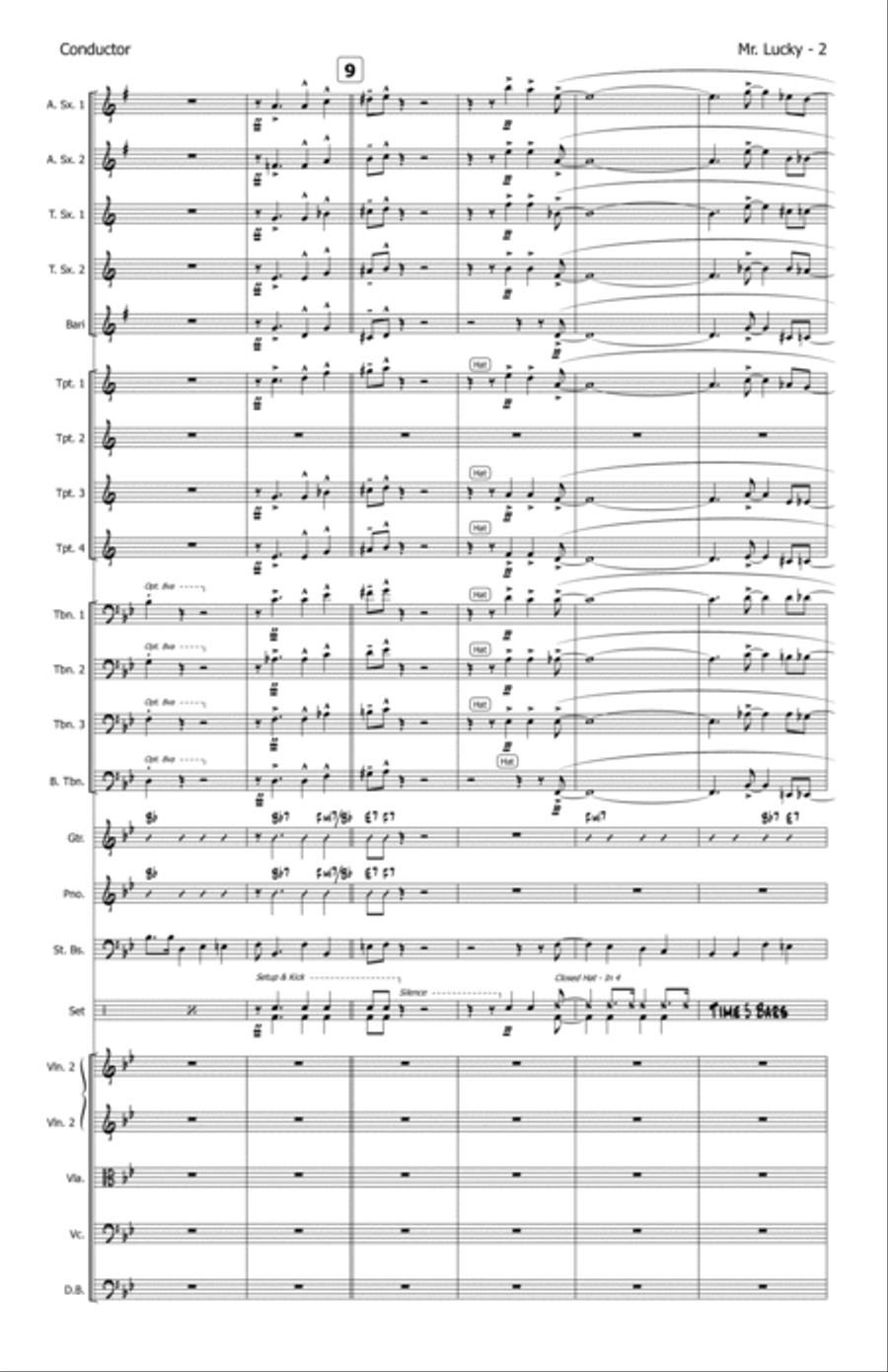 Mr. Lucky - Score Only Mr. Lucky - Score Only Jazz Ensemble scores gallery preview page 4
