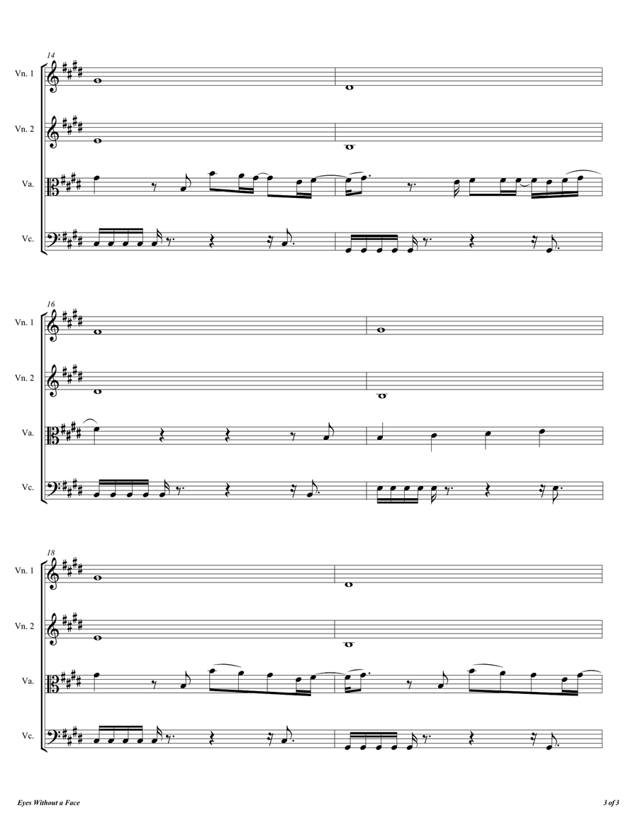 Eyes Without A Face String Quartet scores gallery preview page 4