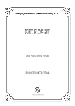 Book cover for Richard Strauss-Die Nacht, for Violin and Piano