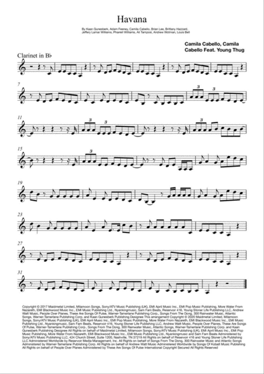 Havana Havana Clarinet Solo scores gallery preview page 1