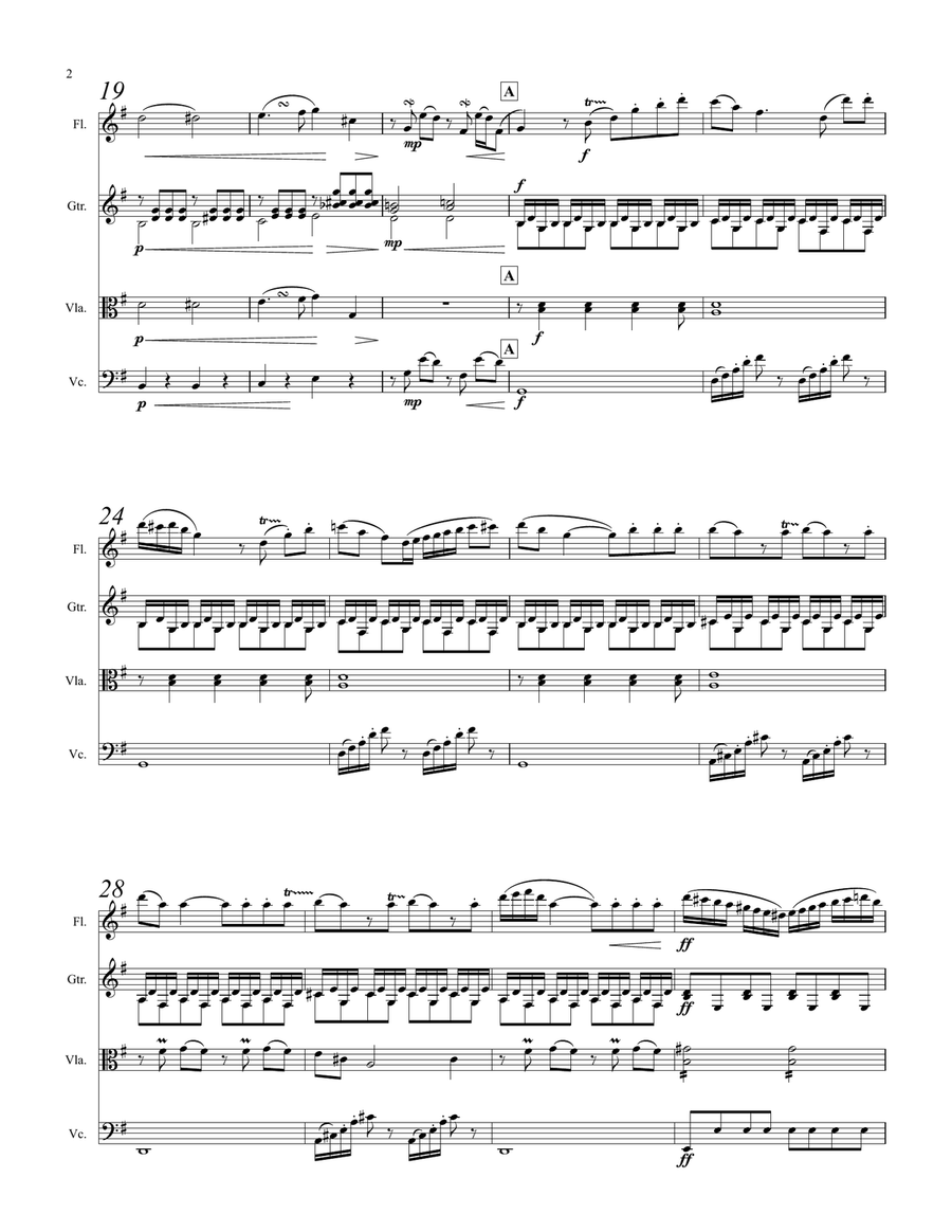 Schubert Quartet for Flute, Guitar, Viola & Cello Small Ensemble scores gallery preview page 3