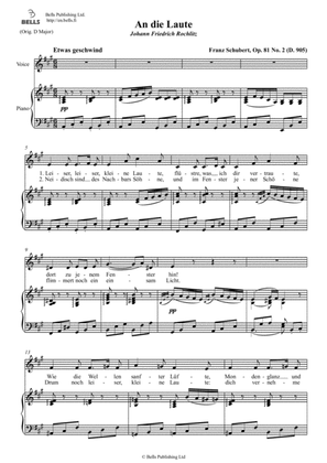 An die Laute, Op. 81 No. 2 (D. 905) (A Major)
