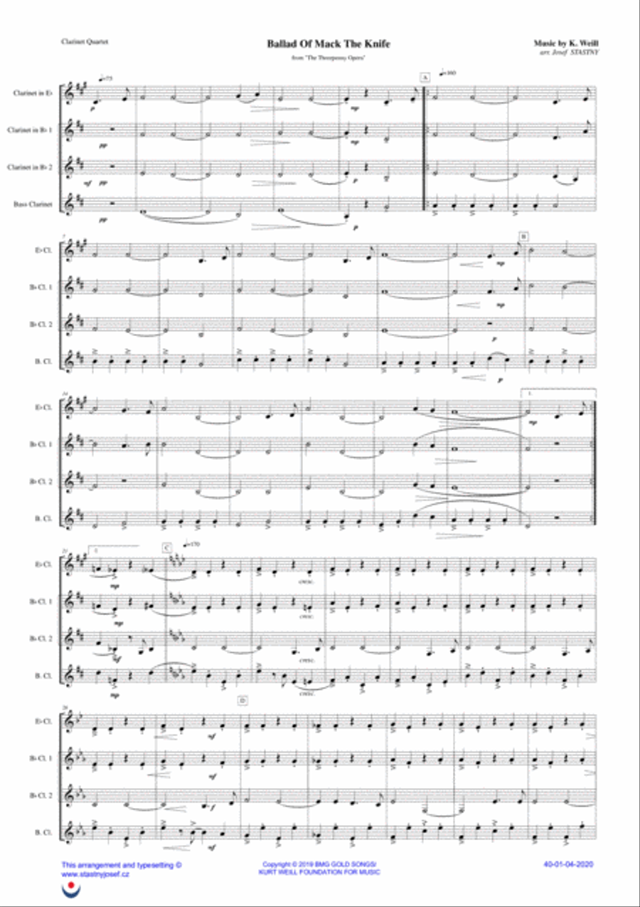 Mack The Knife Woodwind Quartet scores gallery preview page 1