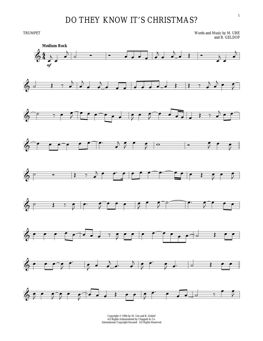 Do They Know It's Christmas? (Feed The World) Trumpet Solo scores gallery preview page 1