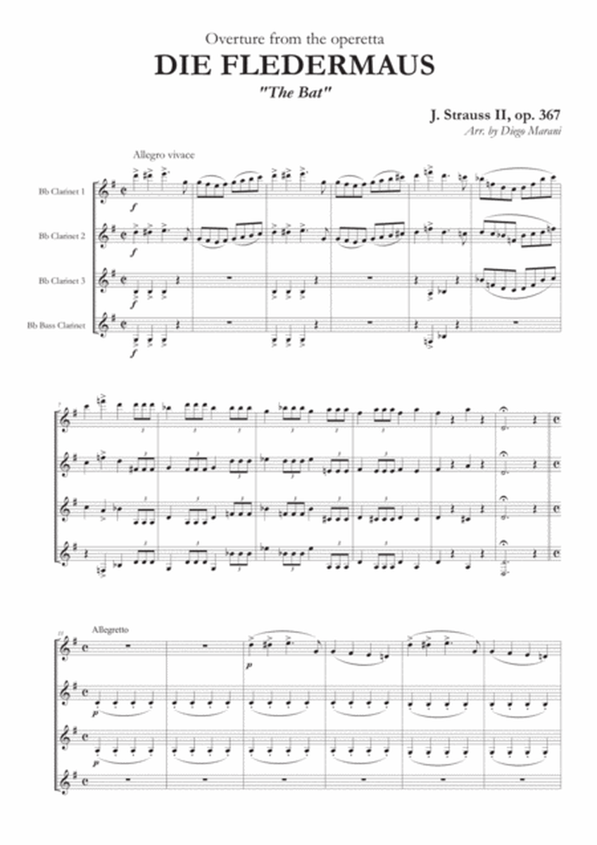 Overture from "The Bat" for Clarinet Quartet image number null