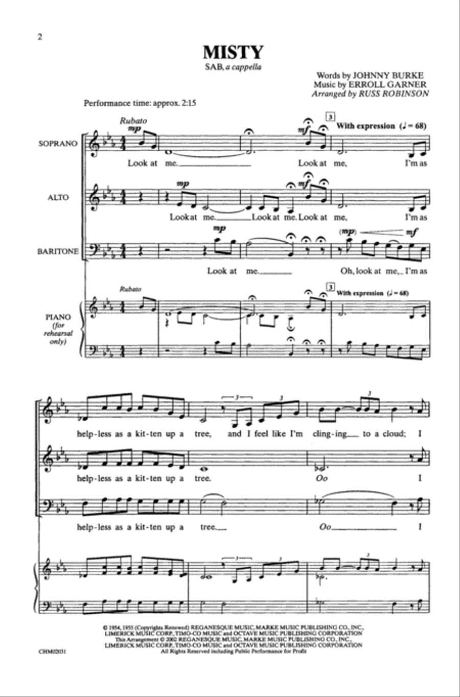 Misty - SAB Misty - SAB 3-Part scores gallery preview page 2