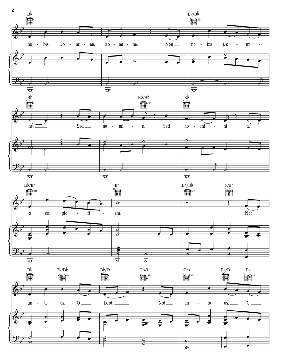 Non Nobis Domine Non Nobis Domine Piano, Vocal, Guitar scores gallery preview page 2