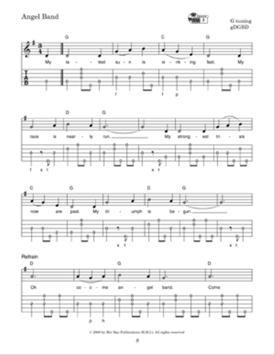 Gospel Tunes for Clawhammer Banjo-Tablature with Standard Notation for Fiddle & Other Instruments image number null