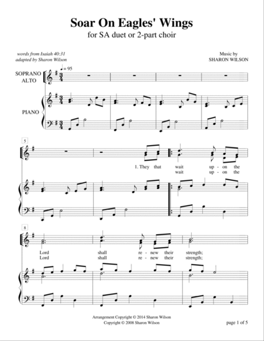Soar on Eagles' Wings (for SA or 2-part choir with piano accompaniment) SA scores gallery preview page 4