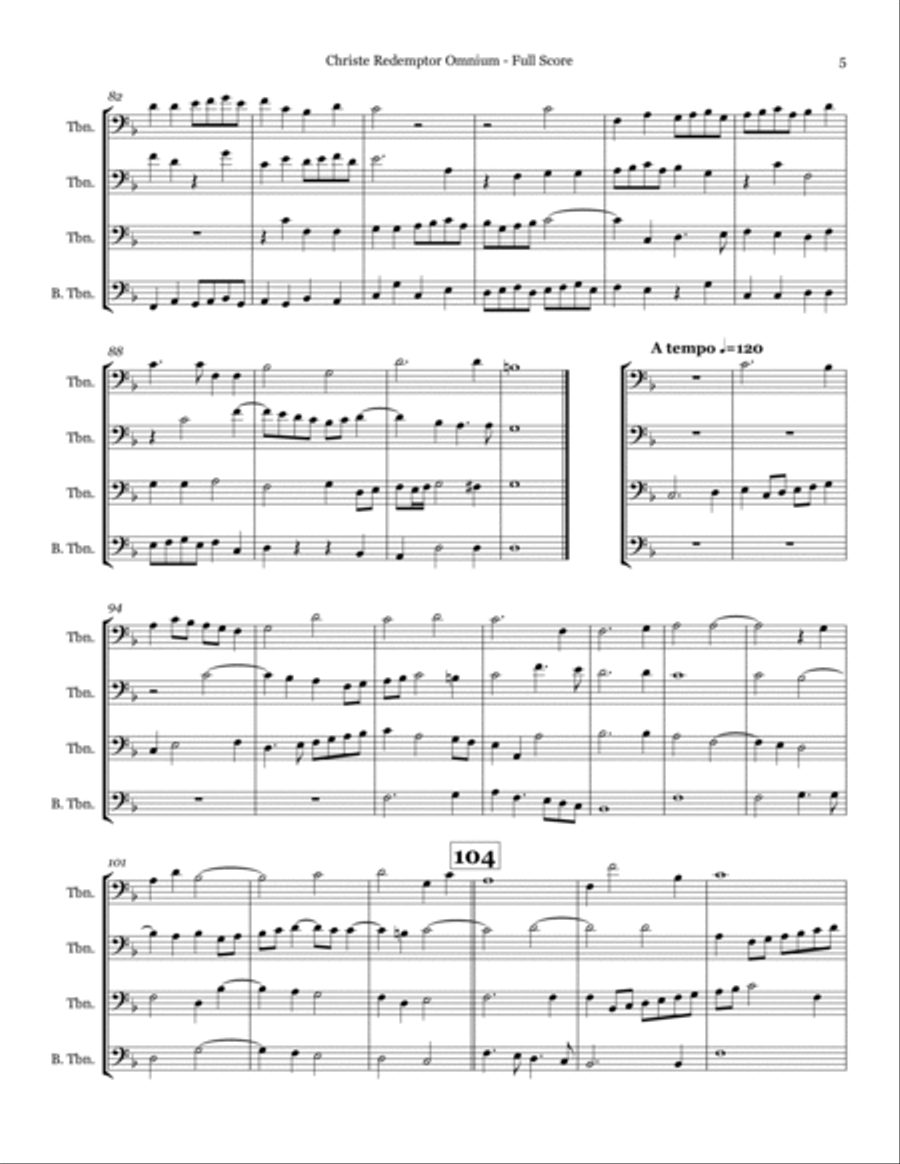 Christe Redemptor Omnium - Trombone Quartet Brass Quartet scores gallery preview page 5