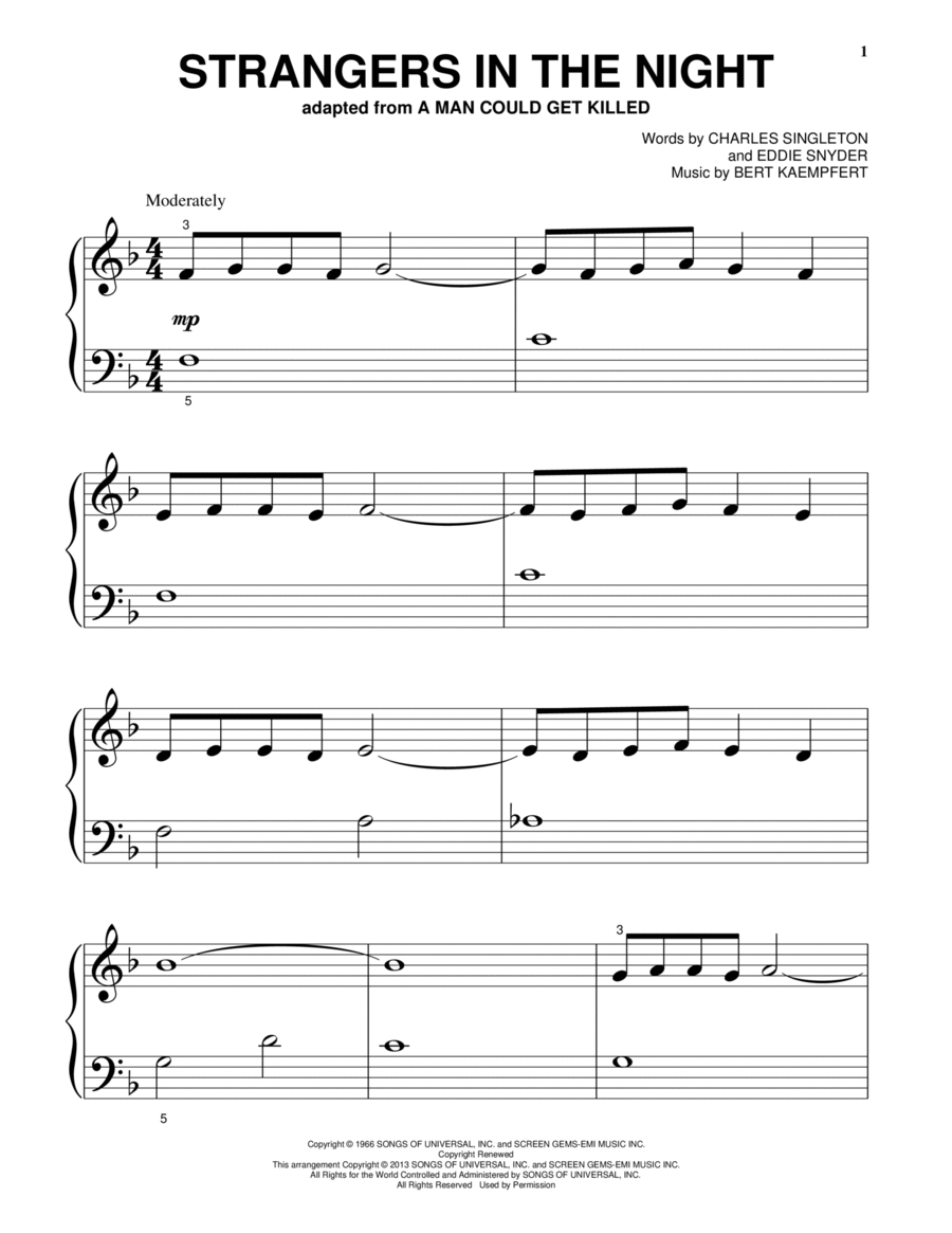 Strangers In The Night Easy Piano scores gallery preview page 1