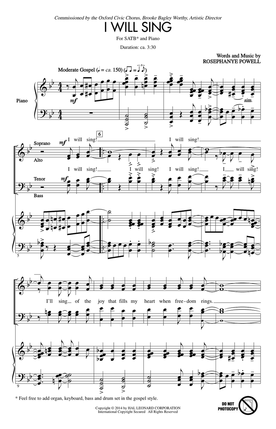 I Will Sing I Will Sing 4-Part scores gallery preview page 1