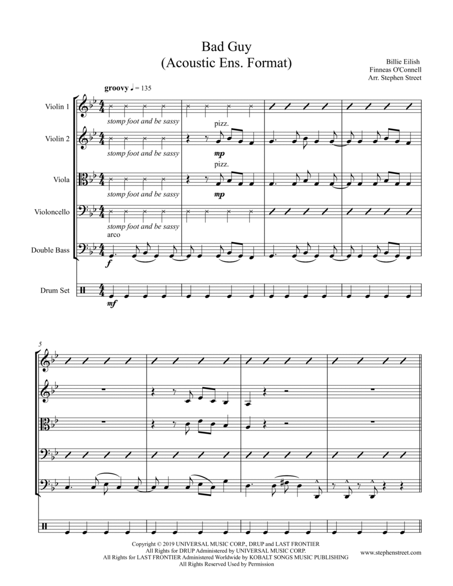 Bad Guy Small Ensemble scores gallery preview page 1