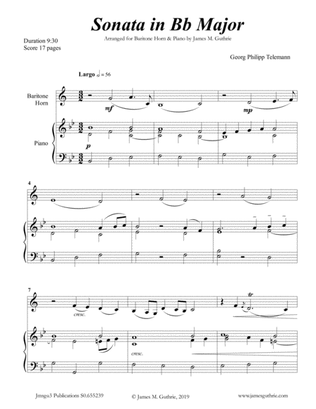 Telemann: Sonata in Bb Major for Baritone Horn & Piano