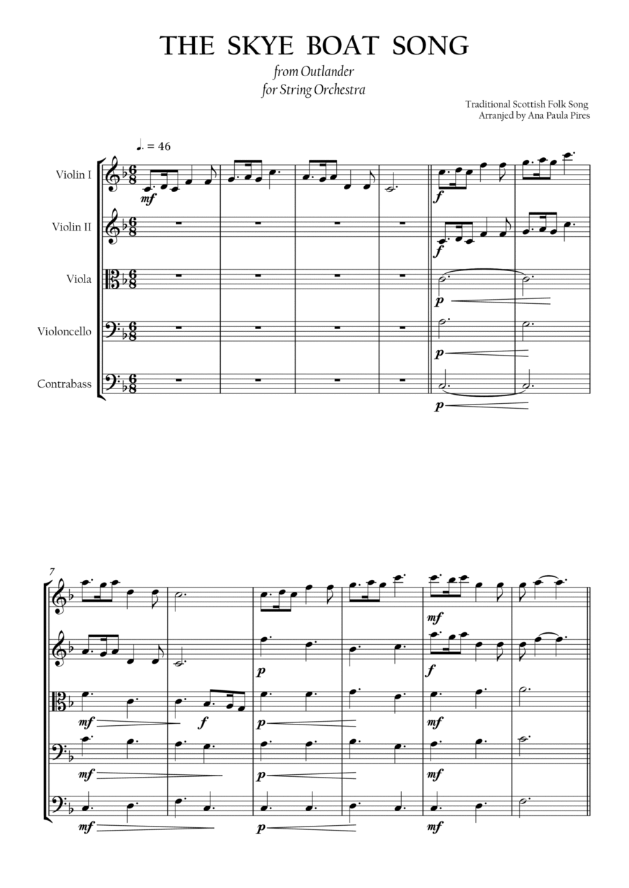 The Skye Boat Song from Outlander String Orchestra scores gallery preview page 1