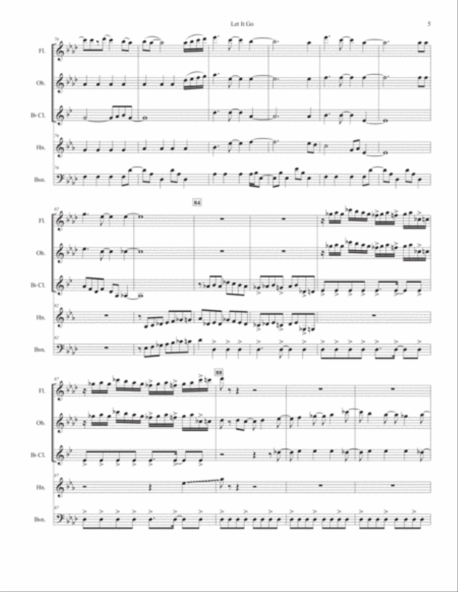 Let It Go (from Frozen) Woodwind Quintet scores gallery preview page 6