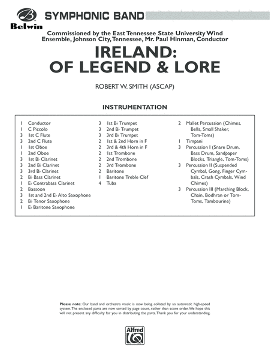 Ireland: Of Legend and Lore: Score Concert Band scores gallery preview page 1