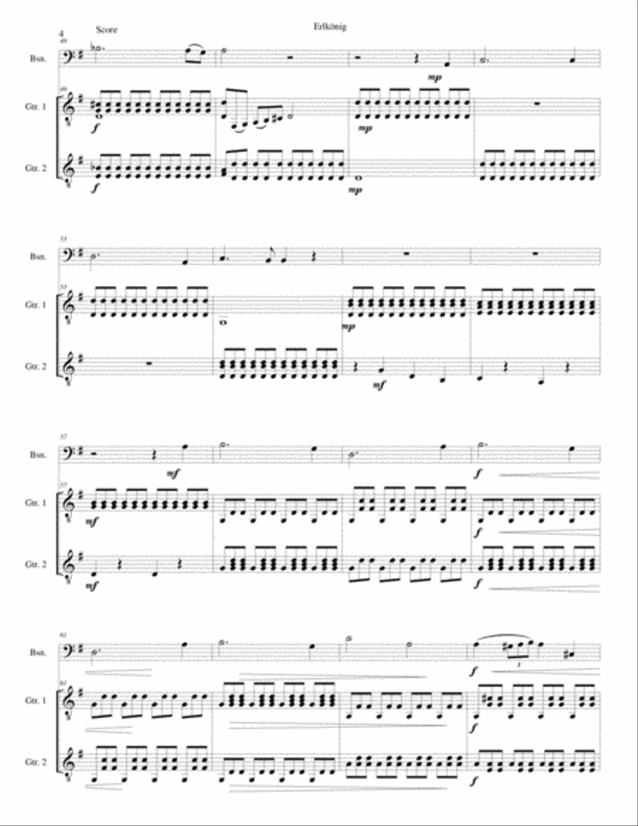 Erlkönig (The Erlking) for bassoon and 2 guitars Bassoon scores gallery preview page 4